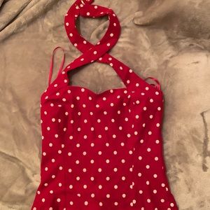 unique vintage halter polka dot top